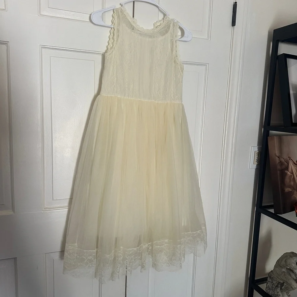 Elegant Cream Lace Kids Dress